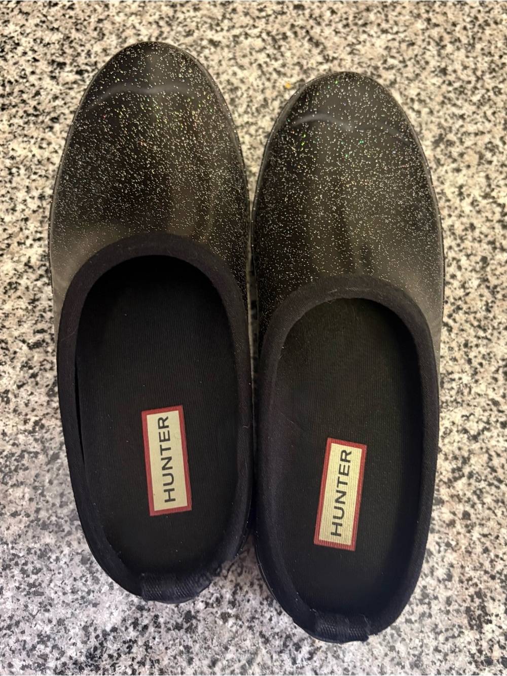 Women’s Hunter Black Glitter Clogs